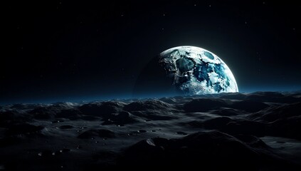 Naklejka na ściany i meble Captivating sight: outer planet moon in darkness