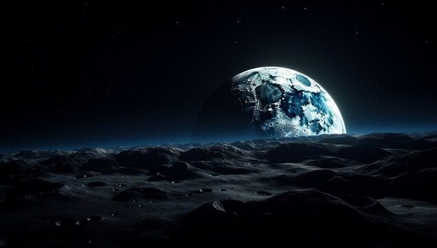 Captivating sight: outer planet moon in darkness