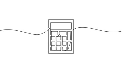 Continuous line drawing of calculator. Back to school. technology education. Icon one line, single line art, vector illustration