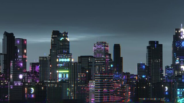 Digital virtual city skyline