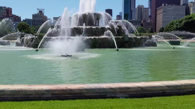 Chicago Buckingham Fountain in Grant Park Tilt Up Close