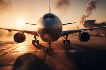 Fototapeta na wymiar Sunlit wings showcase the beauty of air travel. Generative AI
