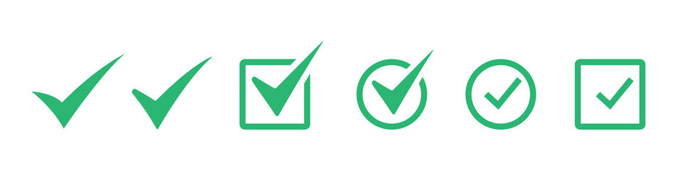 Green collection of check mark. Tick vector icon,Approval checkmark, accept the right choice. Approval checkmark