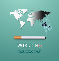 Campaign card against smoking on World No Tobacco Day Reminder of the effects of smoking on yourself, your family and society.