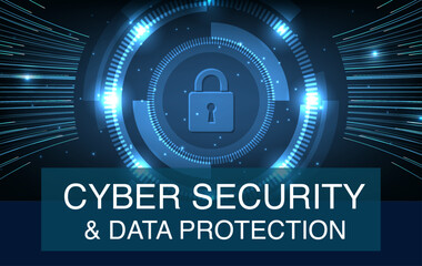 Fototapeta na wymiar Cybersecurity and data protection banner. Future cyber technology web services for business and internet projects. Security cyber digital concept, Vector.