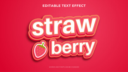 editable strawberry 3d text effect