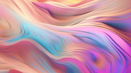 Pastel colored holographic abstract background. Flow, wavy and Curve style.