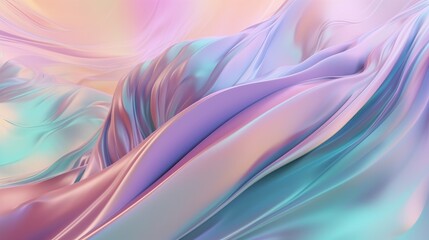 Pastel colored holographic abstract background. Flow, wavy and Curve style.