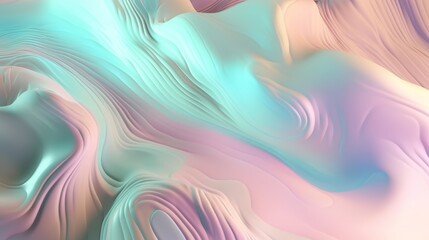 Pastel colored holographic abstract background. Flow, wavy and Curve style.