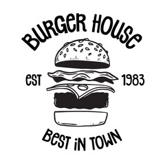 Hand drawn burger vector doodle. Hamburger sketch illustration for print, web and infographics.