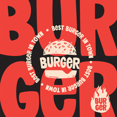Hand drawn burger vector doodle. Hamburger sketch illustration for print, web and infographics.