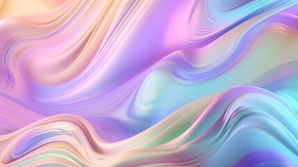 Pastel colored holographic abstract background. Flow, wavy and Curve style.