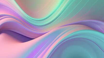 Pastel colored holographic abstract background. Flow, wavy and Curve style.