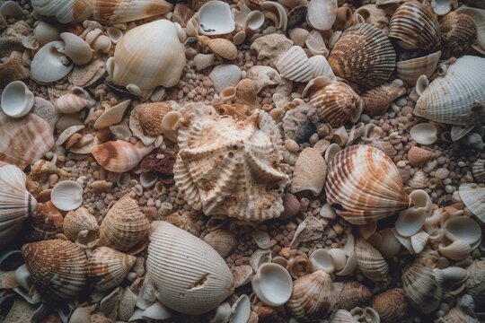 A pattern of seashells, perfect for design or banner background. Generative AI