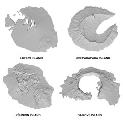 Set of 3D topography islands.
