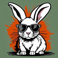Rabbit wearing sunglasses, vector, rabbit #002