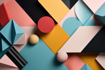 Abstract Geometric Shapes and Colors Composition
