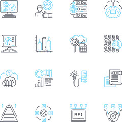 IT security linear icons set. Encryption, Firewall, Malware, Passwords, Phishing, Cybercrime, Vulnerability line vector and concept signs. Threat,Intrusion,Patching outline illustrations