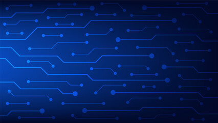 Hi tech digital circuit board. AI pad and electrical lines connected on blue lighting background. futuristic technology design element concept