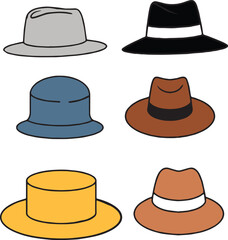 various styles of cartoon hats