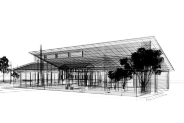 sketch design of house , 3d rendering wire frame