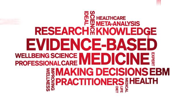 Evidence-Based Medicine animated tag word cloud;text design animation kinetic typography seamless loop.