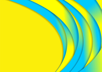 Yellow blue waves abstract corporate geometric background. Vector graphic design