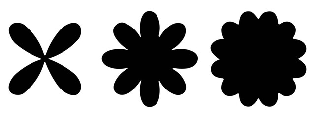 Set of simple geometric shapes. Stars, flowers, sticker starburst shape, badge star