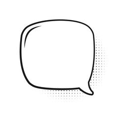 Retro empty comic speech bubble with black halftone shadows. Vector illustration, vintage design, pop art style