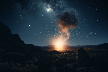 Picture of moon showered with meteors. Generative AI