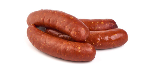 German Smoked sausage, isolated on a white background.