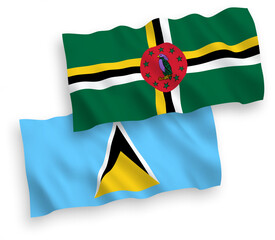 Flags of Saint Lucia and Dominica on a white background