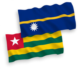 Flags of Togolese Republic and Republic of Nauru on a white background
