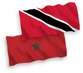 Flags of Republic of Trinidad and Tobago and Morocco on a white background