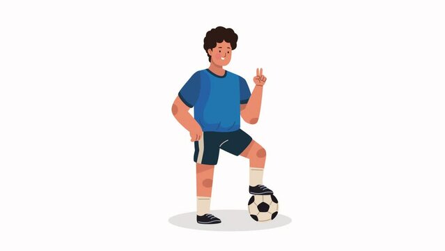 little boy practicing soccer character animation