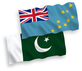 Flags of Tuvalu and Pakistan on a white background