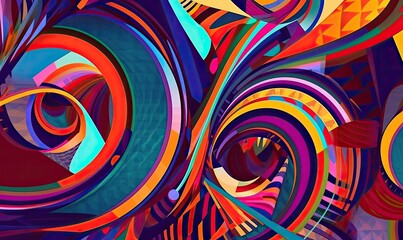 Colorful digital art of abstract ornament shapes Creating using generative AI tools