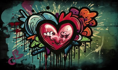 A heart symbol brings love to graffiti art Creating using generative AI tools