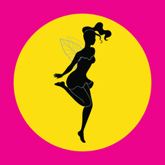 silhouette of a girl fairy
