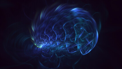 3D rendering abstract blue fractal light background