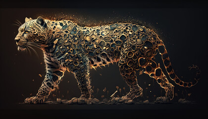 Leopard animal abstract wallpaper. Contrast background panthera in vivid colors generative ai
