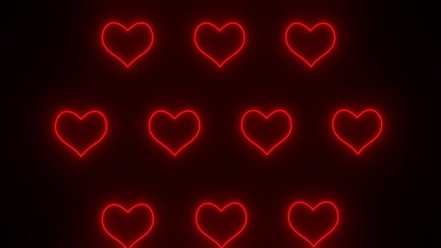 Love heart multiple shapes neon red color