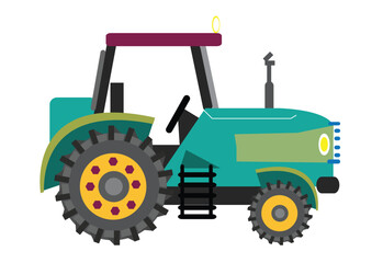 Agricultural Tractor flat artwork concept. Editable Clip Art.