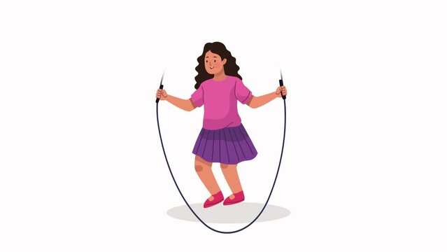 little girl jumping rope character animation