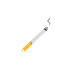 Smoking lit cigarette flat vector illustration isolated on white background.