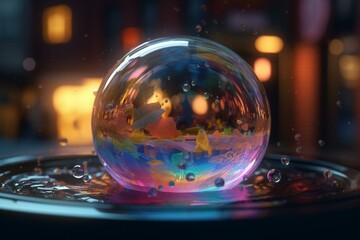 Vibrant 3D bubble with vivid colors. Generative AI