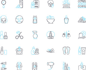 Graceful linear icons set. Elegance, Poise, Fluidity, Delicate, Subtle, Smooth, Refined line vector and concept signs. Classy,Sophisticated,Serene outline illustrations - obrazy, fototapety, plakaty