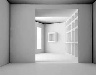 Abstract Minimalist Interior/Exterior Buildings in Black and White Using Generative AI