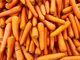 carrots on a market. Fresh carrots in grocery store