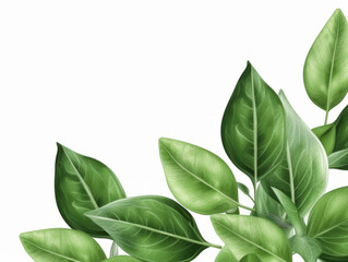 Green Leaves on a White Background Using Generative AI